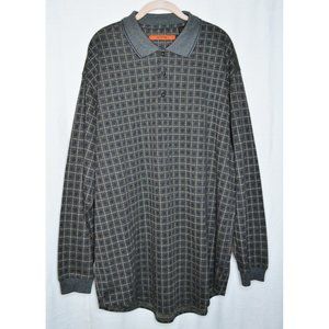 Axis Plaid Polo Shirt Long Sleeve Gray Black/Gold Check Print Big & Tall  Sz 1XB
